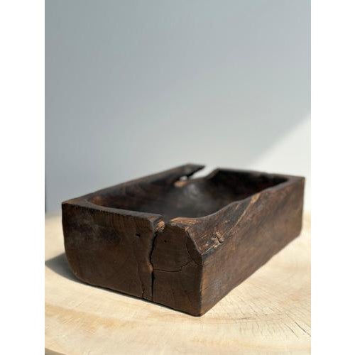 Asian Rectangular Dark Brown Teak Bowl For Sale - Image 16 of 18