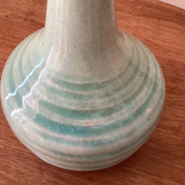 Antique Light Blue Glazed Ceramic Spirals Pattern Vase For Sale - Image 4 of 13
