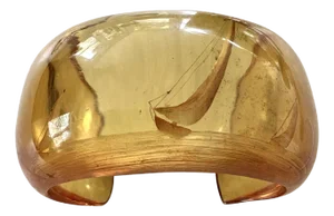 Rare Art Deco Reverse Carved Apple Juice Bakelite Cuff With Ship Etching