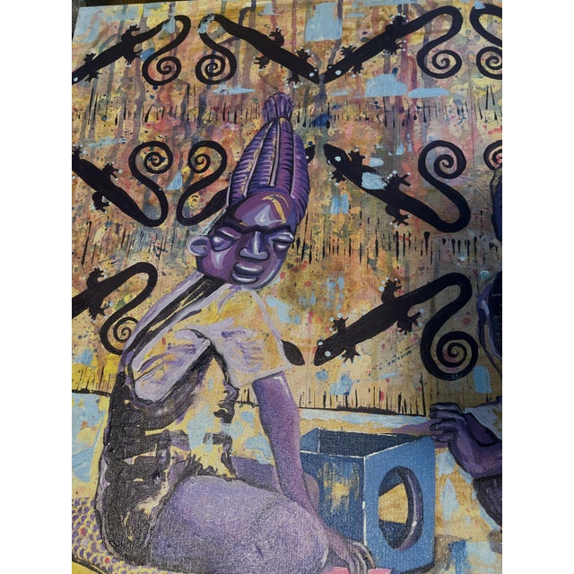 Contemporary Yemoja’s Tinko Tinko Tinkoko Tinko Interrupted, Wall Painting by Victory Anthony Nted (2026), Acrylic and Gouache on Canvas For Sale - Image 3 of 7