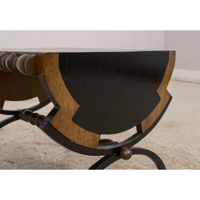 Wood Swiss Style Iron Base Wood Occasional Accent Table For Sale - Image 7 of 12