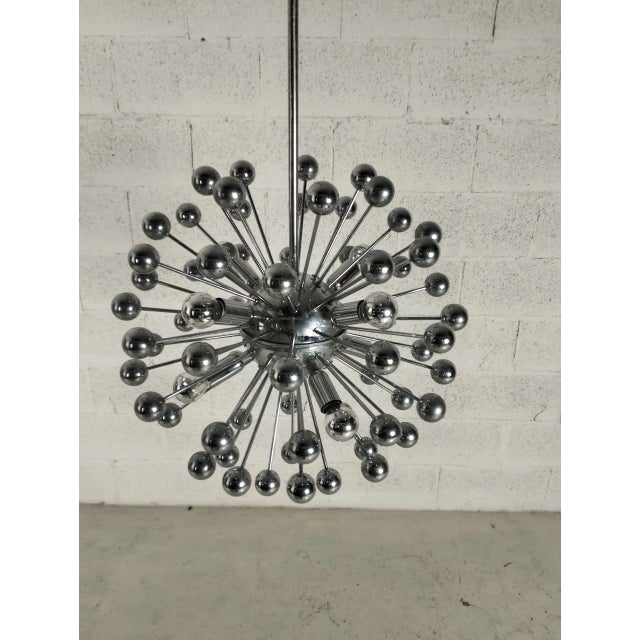 Metal Space Age Sputnik Chrome & Steel Chandelier, 1970s For Sale - Image 7 of 11