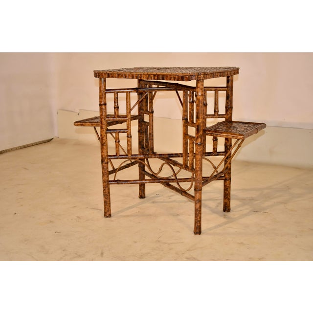 1920s Circa 1920 English Bamboo Side Table With Side Shelves For Sale - Image 5 of 11