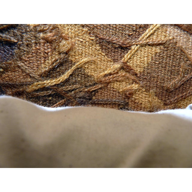 Mid 20th Century Large Vintage Woven Roses Tapestry Cushion With Camel Velvet Backing For Sale - Image 5 of 5