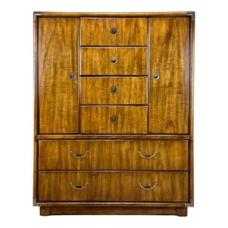 Mid Century Modern Campaign Style Drexel Accolade Tall Dresser For Sale