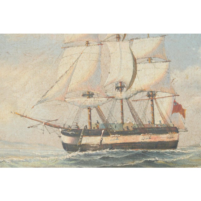1940's-1950's Highly collectable signed oil painting. A historic dynamic composition, structured sails, and textured waves...