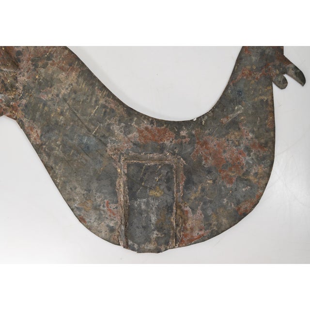 Gray 20th Century Rustic Folk Art Rooster Weathervane Style Lawn Ornament For Sale - Image 8 of 13