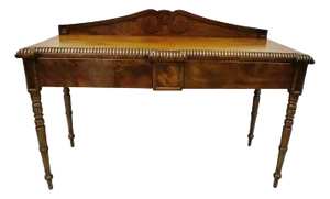 Antique English Regency Carved Crotch Mahogany Sideboard Buffet Console Table