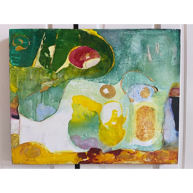 Contemporary "Moss and Sunlight" Abstract Beautiful Colorful Modern Painting by Artist Sonia Gold For Sale - Image 3 of 17