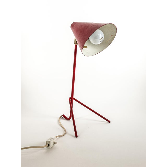 Swedish Modern Table Lamp in Red Lacquered Metal, Sweden, 1950s For Sale - Image 9 of 9