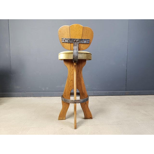 Brown Vintage Brutalist Bar Stools, 1960s, Set of 4 For Sale - Image 8 of 14