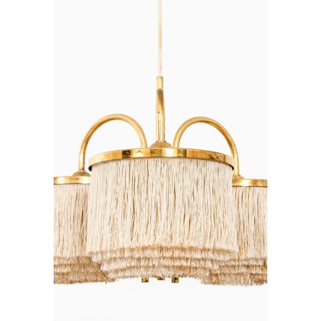 Hanging Lamp in Brass and Silk by Hans-Agne Jakobsson, 1960s For Sale - Image 6 of 9