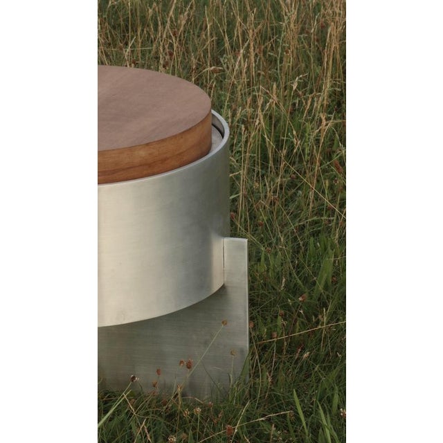 Soft Futurism Lunar Side Table in Aluminum and Walnut by Filippo Andrighetto For Sale - Image 12 of 15