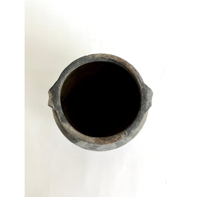 Black Rustic Black Gray Pottery Vase For Sale - Image 8 of 10