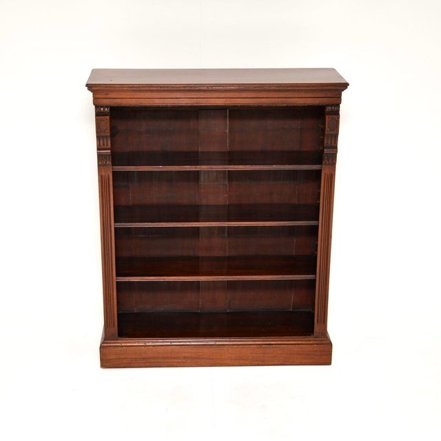 A smart and very well made antique Victorian open bookcase. This was made in England, it dates from around the 1860-1880...