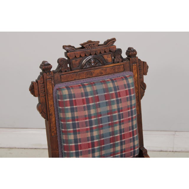 Brown Pair of Antique Victorian Carved Side Chairs For Sale - Image 8 of 17