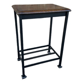 Iron Side Table W/Antique Top For Sale