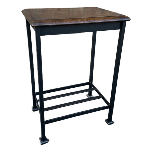 Iron Side Table W/Antique Top For Sale