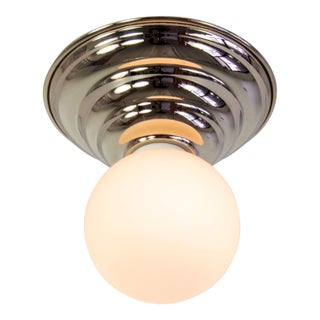 Hive Flush Mount, Polished Nickel, 3in Glass Globe, Modern Led Ceiling Light, by Research.Lighting For Sale
