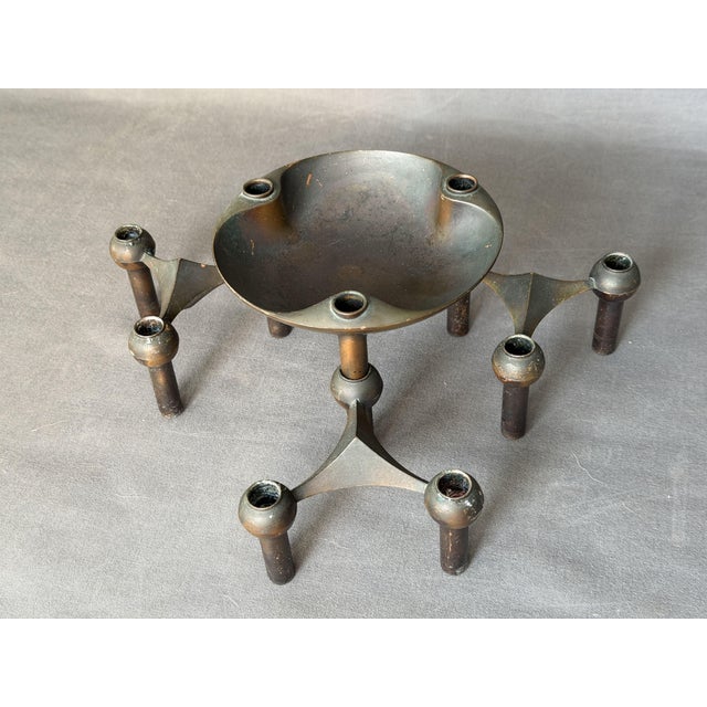 Metal Vintage German Candlesticks by Fritz Nagel for BMF, 1960, Set of 4 For Sale - Image 7 of 11