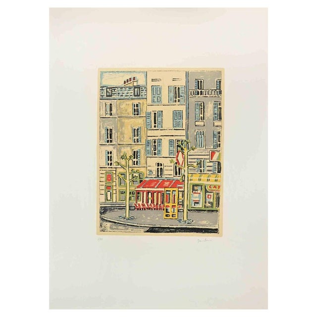 Orfeo Tamburi, Café Parisien, 1970s, Lithograph For Sale - Image 4 of 4