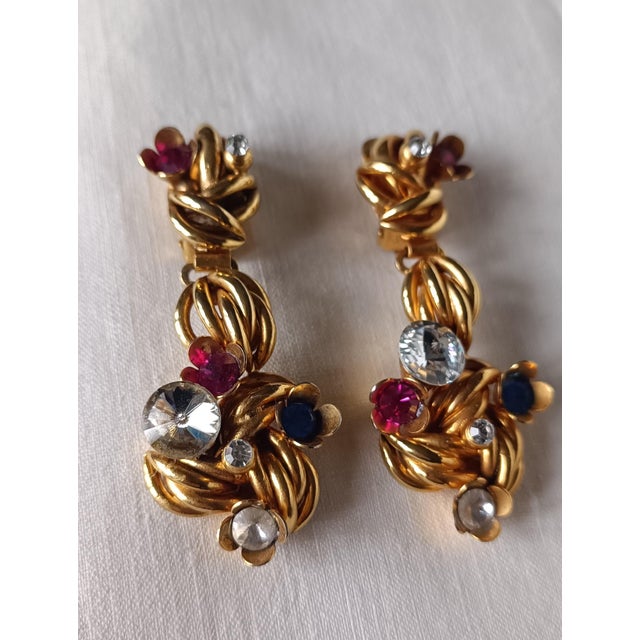 Golden Clip-on Costume Jewelry Earrings, 1980s, Set of 2 For Sale - Image 10 of 10