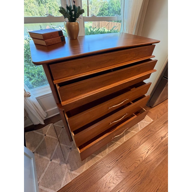 1960s Kent-Coffey Foreteller Mid-Century Modern Six-Drawer Highboy Dresser, Refinished For Sale - Image 10 of 12