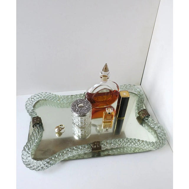 Italian Murano Art Glass Vanity Mirror Tray Venini Attrib. For Sale - Image 9 of 13