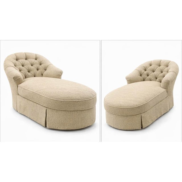 A warm, textured take on a classic chaise silhouette. This piece features a softly tufted back and a generously...