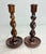 Pair Antique 19th Century Barley Twist English Wood Candlesticks Candle Holders For Sale - Image 11 of 12