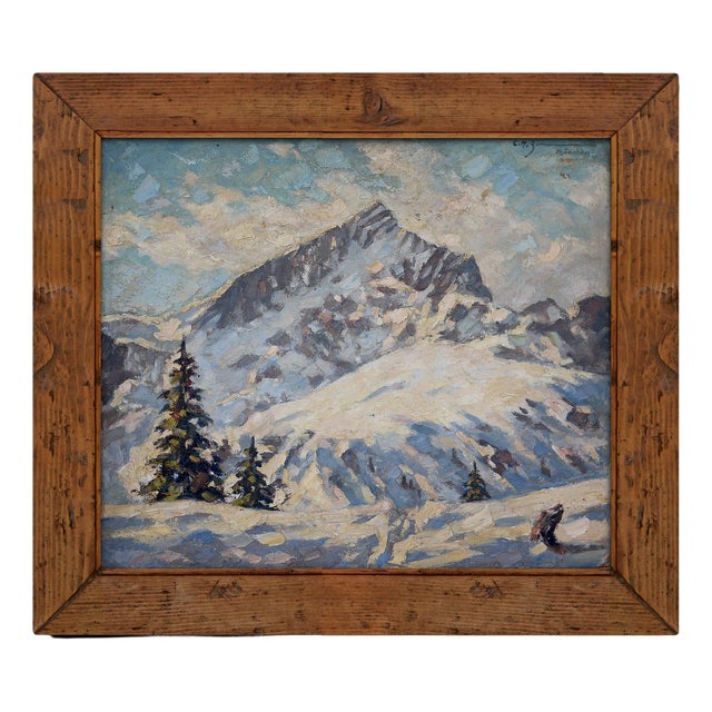 C. H. Zimmermann, Winter on the Alpspitze, 1890s-1910s, Oil on Board For Sale