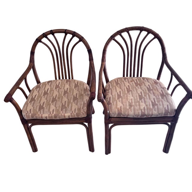 Mid-Century Modern Pair of Vintage Rausch Germany Model 22935 Fan-Back Rattan Armchairs for Brown Jordan For Sale - Image 3 of 18