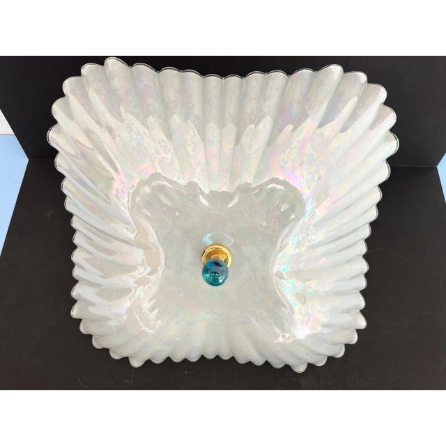 Opalescent Fluted Glass Shell Flush Light For Sale - Image 10 of 18