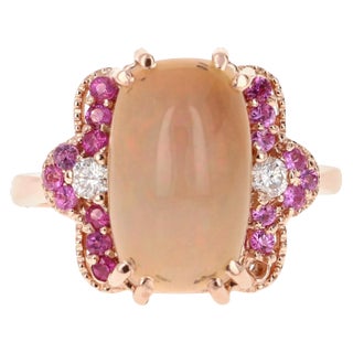 3.62 Carat Opal Diamond 18 Karat Rose Gold Ring, size 7 For Sale