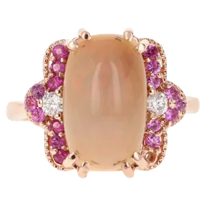 3.62 Carat Opal Diamond 18 Karat Rose Gold Ring, size 7
