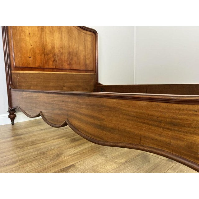 Antique French Style Double Bed Frame with Carved Walnut Headboard For Sale - Image 14 of 18