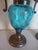 Rare Pair Antique WMF Art Nouveau Blue Glass Vases Silverplate Metalwork c.1900 Blue hand decorated blown ovoid glass most...