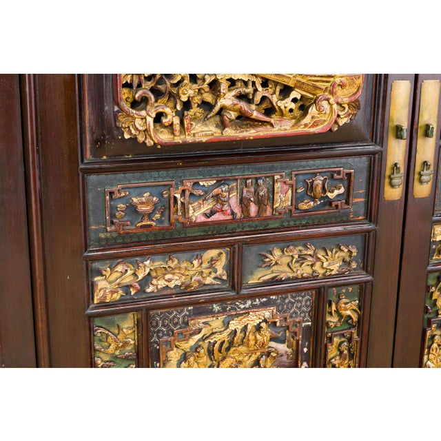 Important Documented Qing Dynasty Chinese Deep Relief Rosewood Cabinet For Sale - Image 10 of 12
