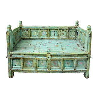 Green Antique Storage Bench For Sale
