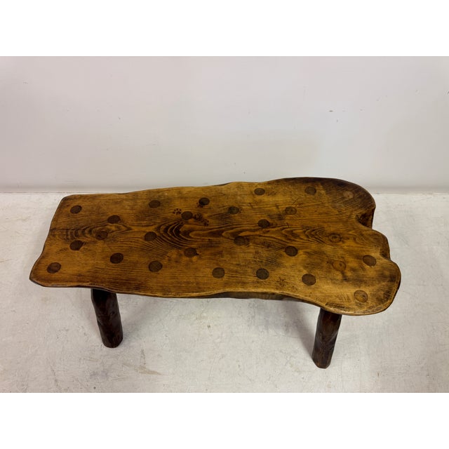 Rustic Wabi Sabi Elm Coffee Table with Dot Details, 1960s For Sale - Image 16 of 17