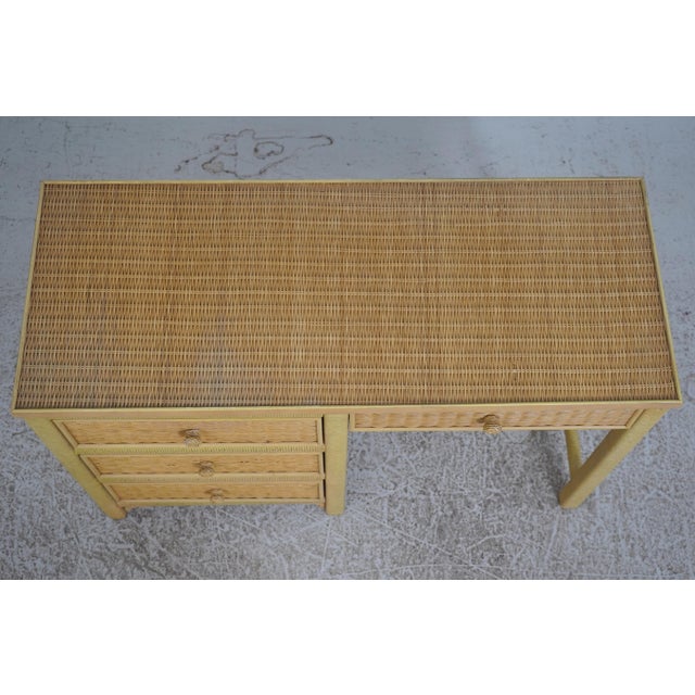 1980s Lexington Henry Link Woven Wicker Writing Desk & Chair For Sale - Image 5 of 18