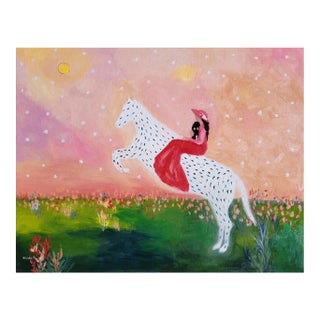 Spotted Horse Landscape, Equestrian Horse Oil Painting by Alexandra Swistak For Sale