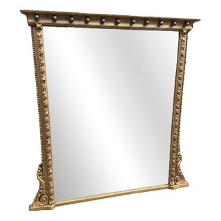 Large Antique English Ribbed Framed Overmantle Mirror, 1800s For Sale