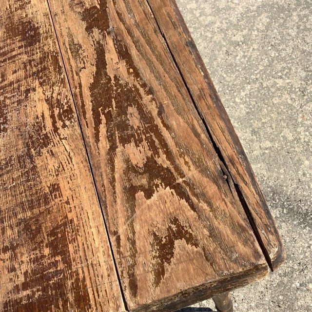 Wood Antique Country Folding Table For Sale - Image 7 of 9