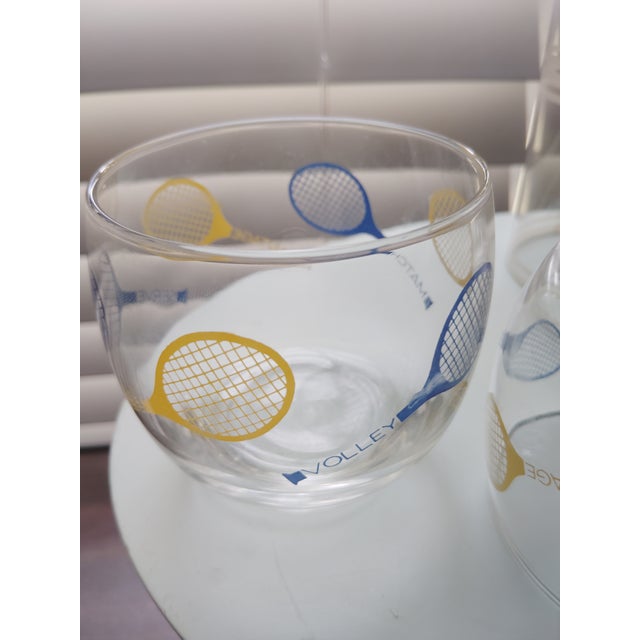 Yellow 1970s Barware Roly Poly Glasses Blue Yellow Rackets - 5 pcs For Sale - Image 8 of 18