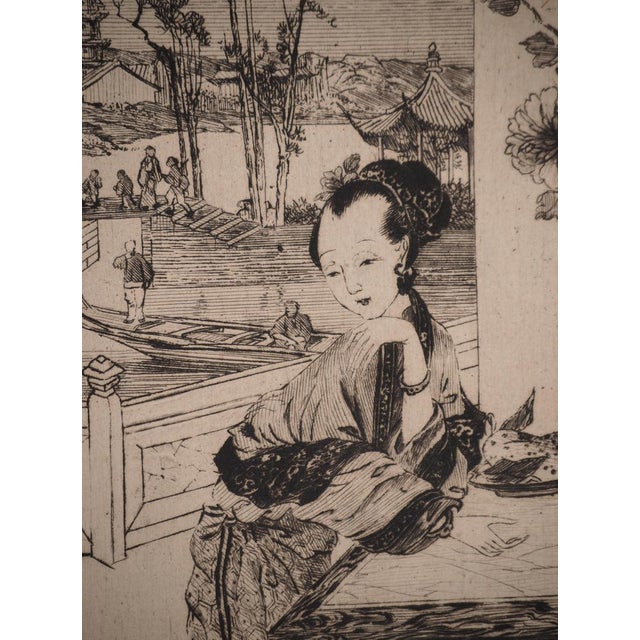 Jules Ferdinand Jacquemart, Japan, The Peony, Original Signed Engraving For Sale - Image 5 of 6