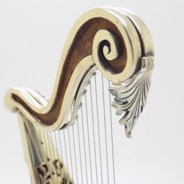 Vintage Italian Harp Figurine in Wood and Silver 800 by Sacchetti, 1980s For Sale - Image 3 of 12