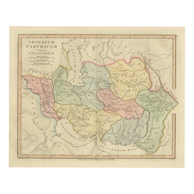 Parthian Empire Map of Arsacid Middle East and Bactria from Wilkinson, London, 1817 For Sale