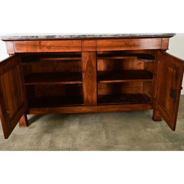 French Empire Solid Walnut & Marble Buffet For Sale - Image 9 of 12