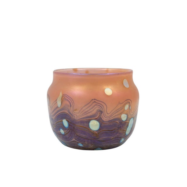 Austrian Jugendstil glass vase Johann Loetz Witwe blue orange gold circa 1902 "Cytisus Neuroth" decoration Art Nouveau...